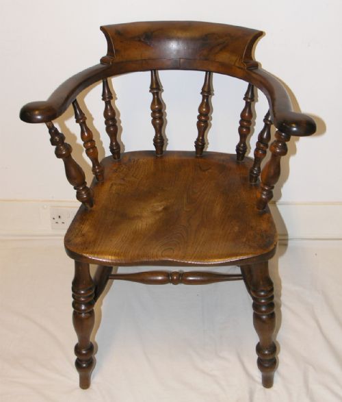 Rare Solid Yew-wood Victorian Smokers Chair. C. 1850