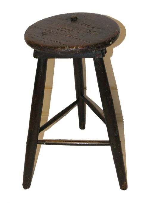 Primitive 18th Century Oak Stool Like a Cricket Table.