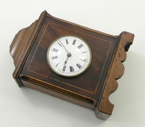 fig 1. UNUSUAL GEORGIAN MAHOGANY MINIATURE BRACKET CLOCK
