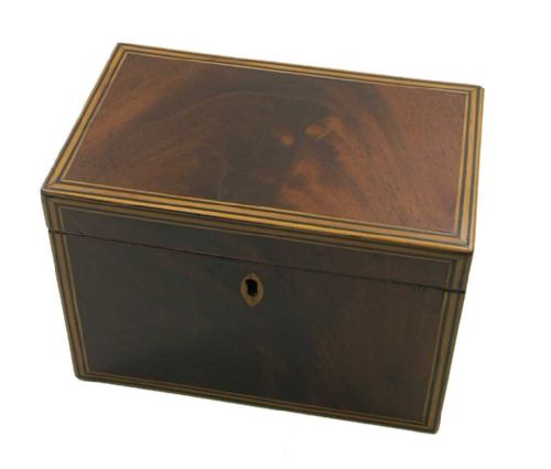 Georgian Mahogany and Line Inlaid Tea Caddy