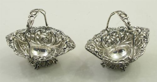Pretty Pair of Victorian Silver Bonbon Dishes