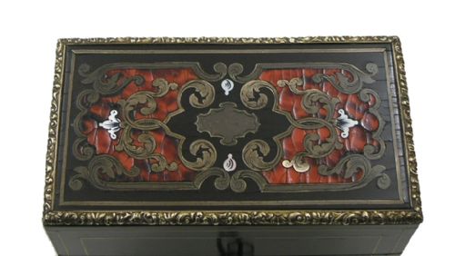 fig 1. STUNNING QUALITY FRENCH BOULLE SCENT BOTTLE BOX