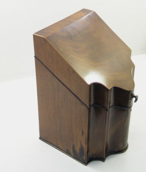 fig 1. GEORGIAN MAHOGANY KNIFE BOX, COMPLETE & ORIGINAL