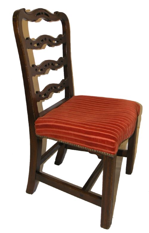 fig 1. SET OF 6 GEORGIAN MAHOGANY LADDER BACK DINING CHAIRS