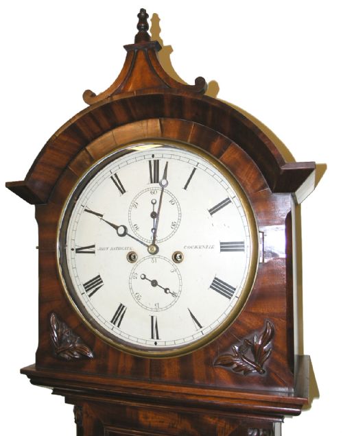 fig 1. NEAT SIZE SCOTTISH MAHOGANY 8 DAY LONGCASE CLOCK. 1840