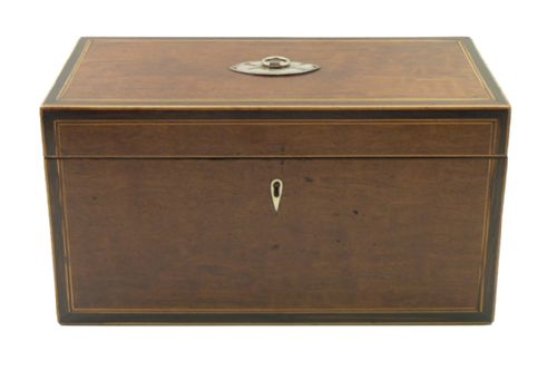 George III Mahogany Tea Caddy, Complete Inside.