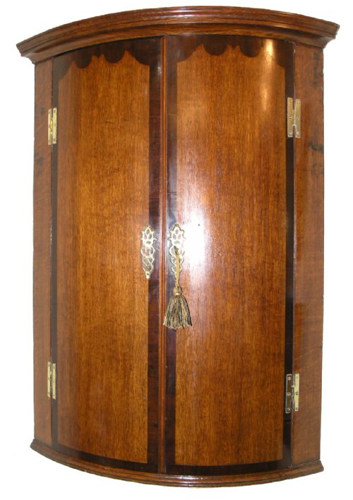Georgian Oak & Mahogany Hanging Corner Cabinet