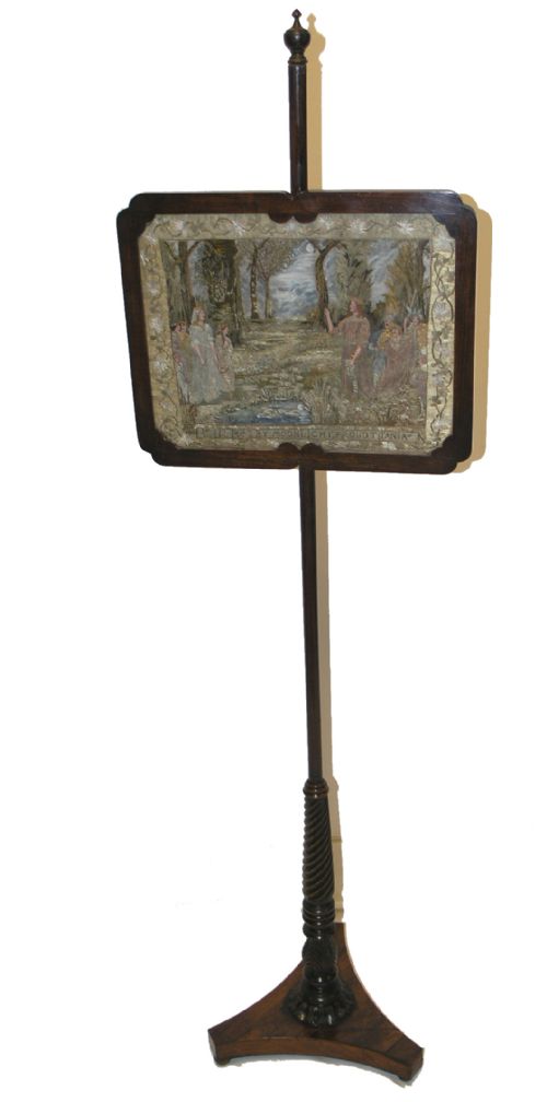 Beautiful Regency Rosewood Pole Screen with Tapestry