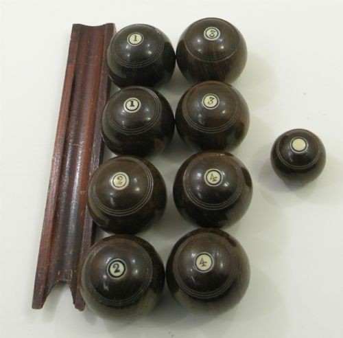 Good Set of Lignum Vitae Carpet Bowls. C. 1890
