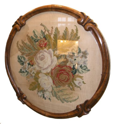 Late Regency Flowers Needlework in Walnut Frame
