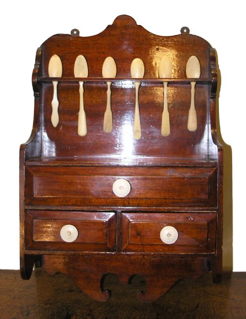Victorian Mahogany Spoon Rack with Bone Spoons