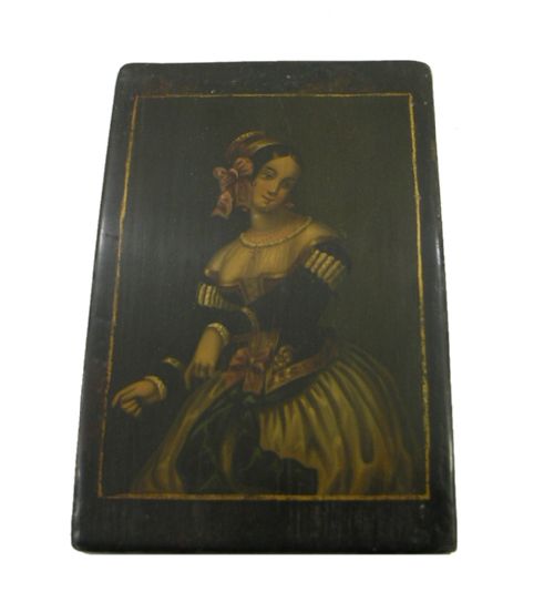 Beautiful Toleware Cigar Case with Lady Portrait