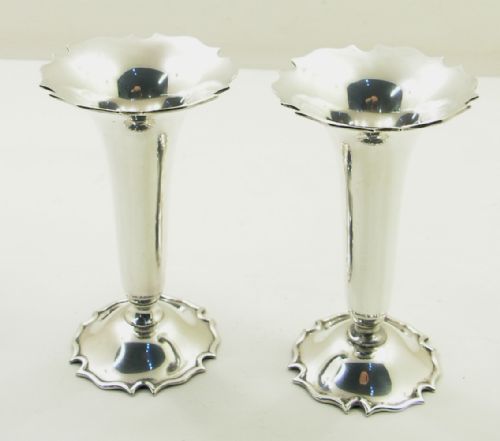 Good Pair of Silver Flower Vases. Chester 1912