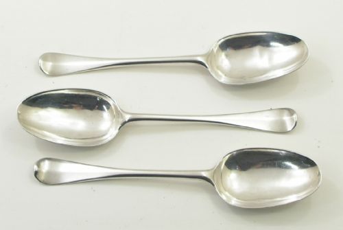 Set of 3 Early Scottish Silver Serving Spoons. 1765