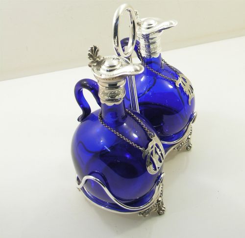 fig 1. 19th CENTURY BRISTOL BLUE DECANTER SET WITH STAND