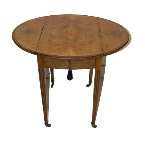 Small Edwardian Burr Walnut Oval Occasional Table