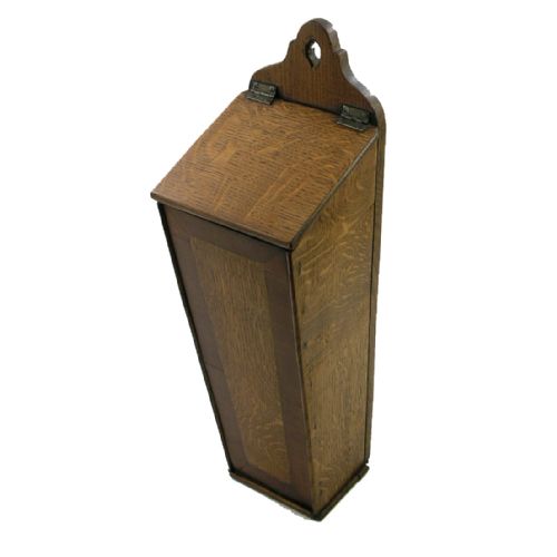 Georgian Oak and Mahogany Banded Candle Box. C. 1780