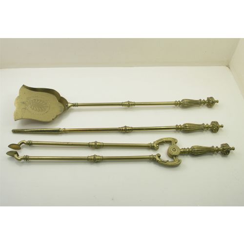 Beautiful Set of Edwardian Cast Brass Fire Irons