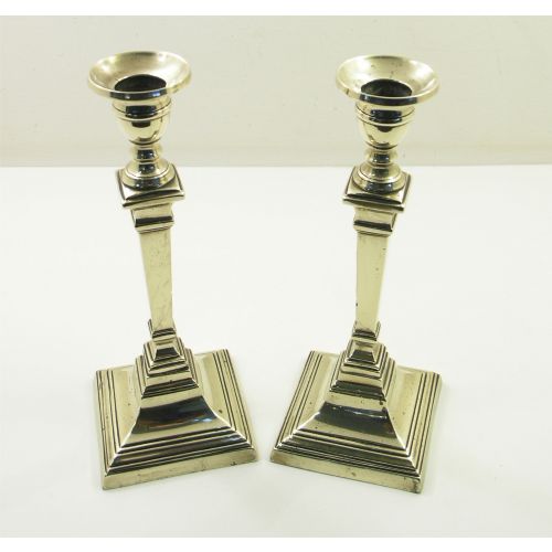 Good Pair of 18th Century Adam Brass Candlesticks