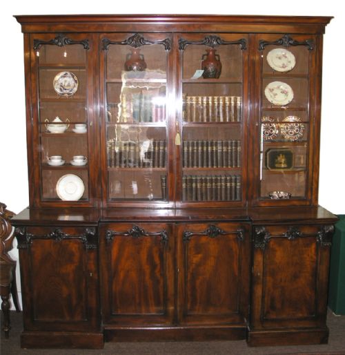 Good William IV Inverted Breakfront 4 Door Bookcase
