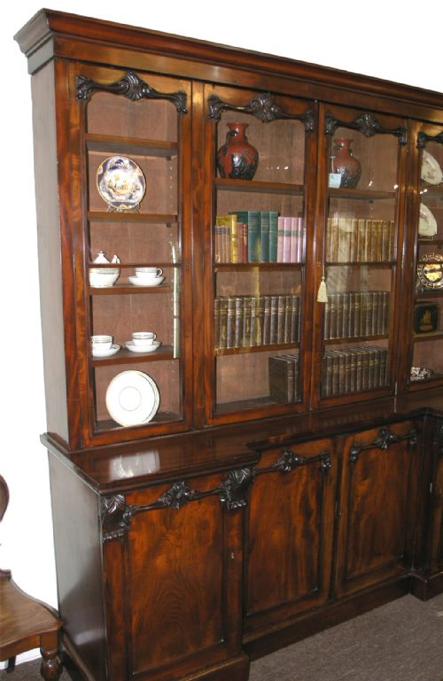 fig 1. GOOD WILLIAM IV INVERTED BREAKFRONT 4 DOOR BOOKCASE