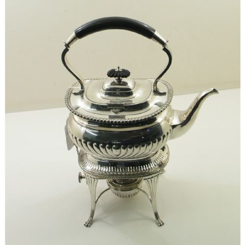 fig 1. VICTORIAN BRITANNIA METAL SPIRIT KETTLE. COMPLETE