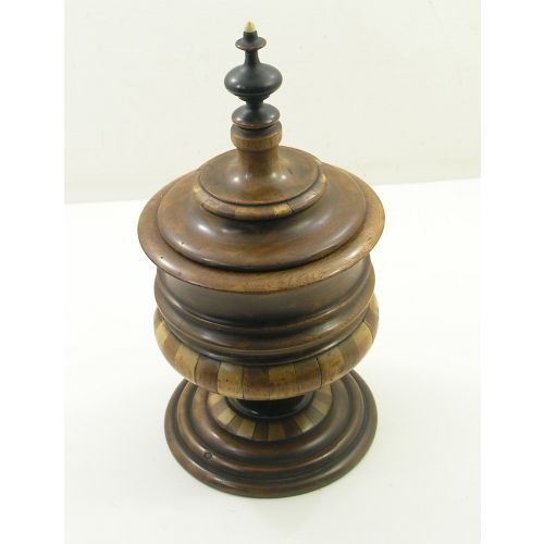 Large Georgian Dutch Stripy Wood Tobacco Pot. C. 1820
