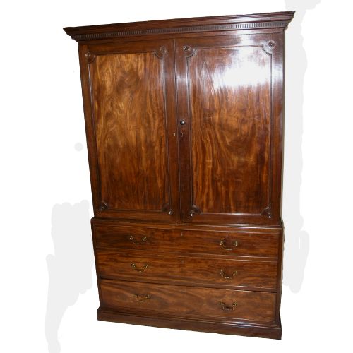 George III Chippendale Mahogany Linen Press. C. 1770