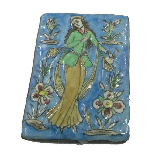 Mid 19th Century Persian Tile of a Lady. Circa 1860