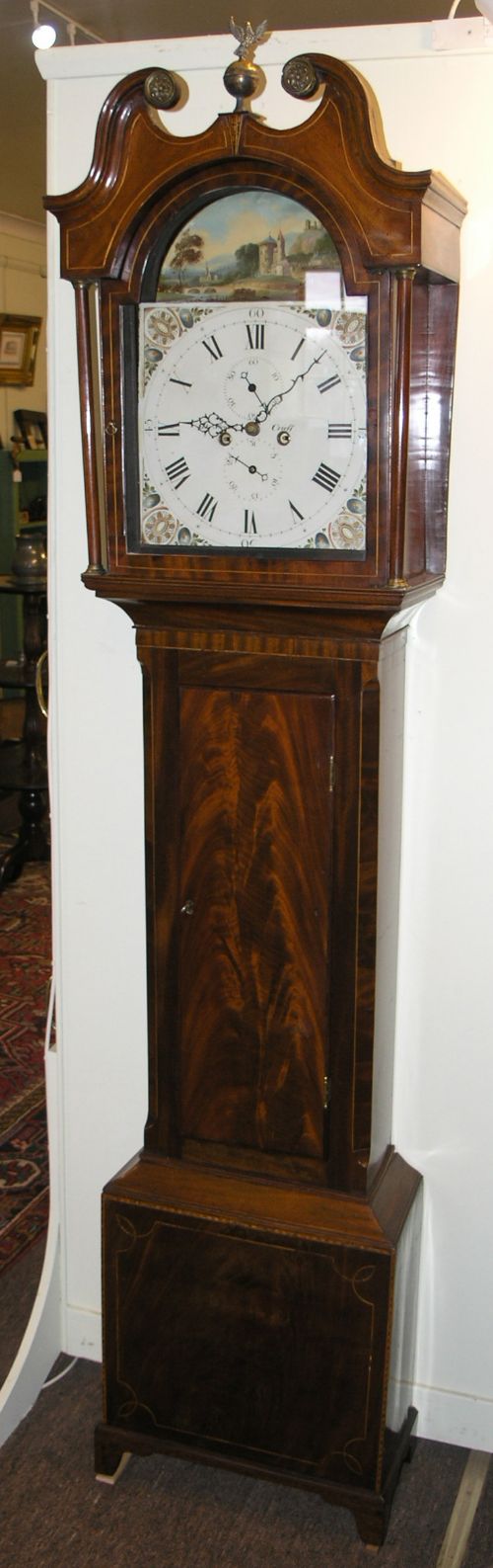 Georgian Scottish Mahogany Longcase Clock by D Stewart