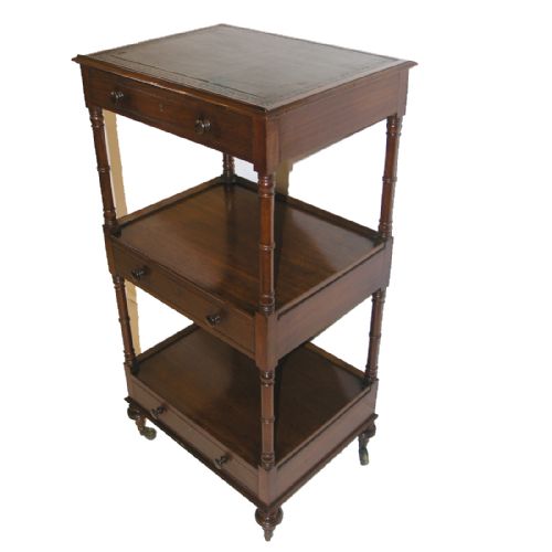 fig 1. GEORGIAN MAHOGANY THREE TIER WHATNOT WITH DRAWERS