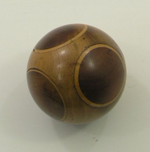 Very Unusual 19th Century Round Treen Inlaid Ball