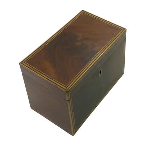George III Mahogany & Boxwood Inlaid Tea Caddy