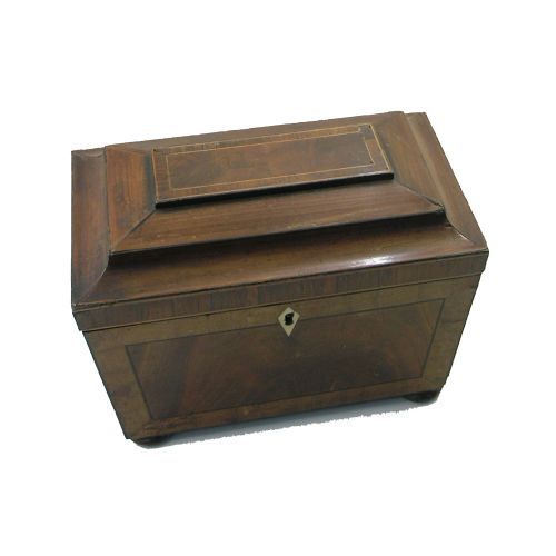 George III Mahogany and Inlaid Tea Caddy with Lids