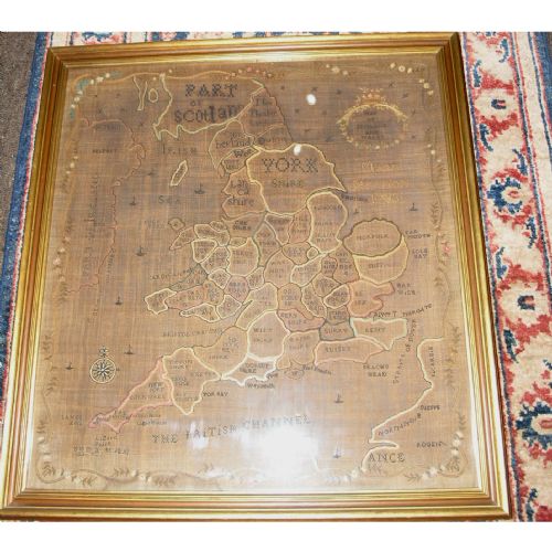 Rare 18th Century Georgian Sampler Map. Dated 1783