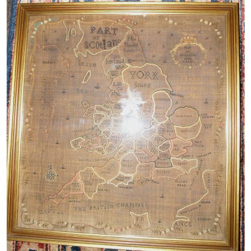 fig 1. RARE 18th CENTURY GEORGIAN SAMPLER MAP. DATED 1783