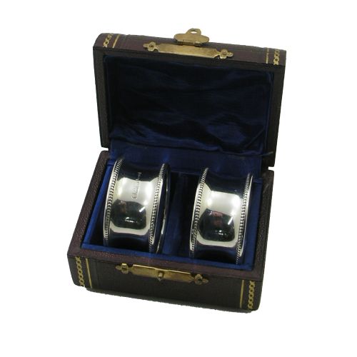 Good Pair of Cased Silver Napkin Rings. Chester 1929