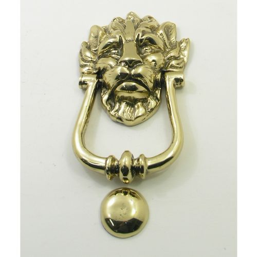 Heavy Georgian Brass Lion Door Knocker. Complete