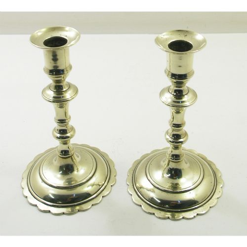 Pair of Mid 18th Century Georgian Brass Candlesticks