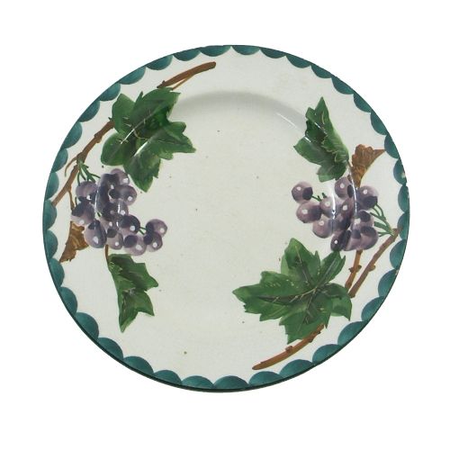 Rare Scottish Wemyss Ware Purple Grapes Plate. C. 1900