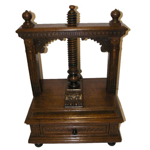 17th Century Flemish Carved Oak Book Press. Dated 1677