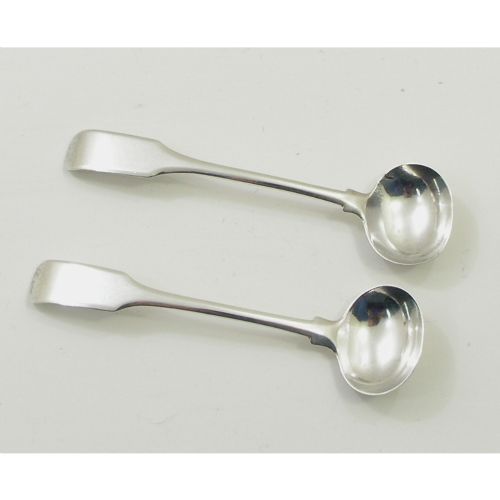 Rare Pair Scottish Provincial Elgin Silver Salt Spoons
