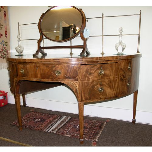 fig 1. FINE GEORGE III DEMI-LUNE MAHOGANY & INLAID SIDEBOARD