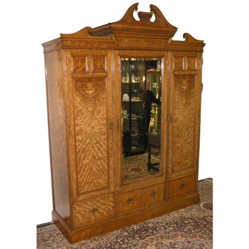 Superb Maple & Co. London Satinwood & Marquetry Robe