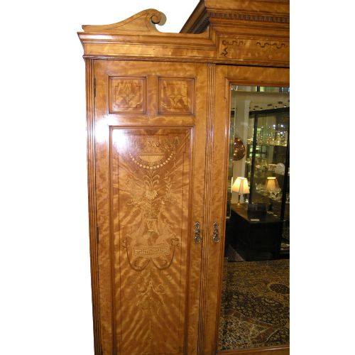 fig 1. SUPERB MAPLE & Co. LONDON SATINWOOD & MARQUETRY ROBE