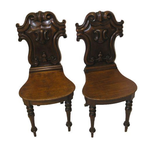 Good Pair of William IV Mahogany Hall Chairs