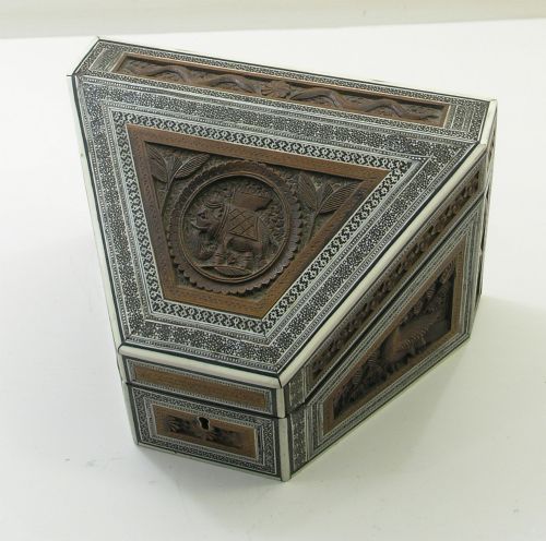 Fine Quality Indian Carved Stationery Box. C. 1880