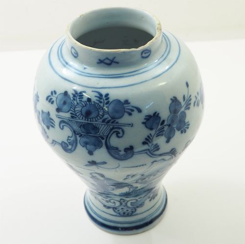 18th Century Dutch Delft Vase with Chinese Scene