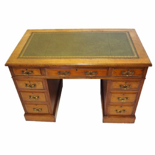 Neat Victorian 3 Part Mahogany Pedestal Desk