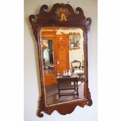 18th Century George III Walnut Vauxhall Mirror